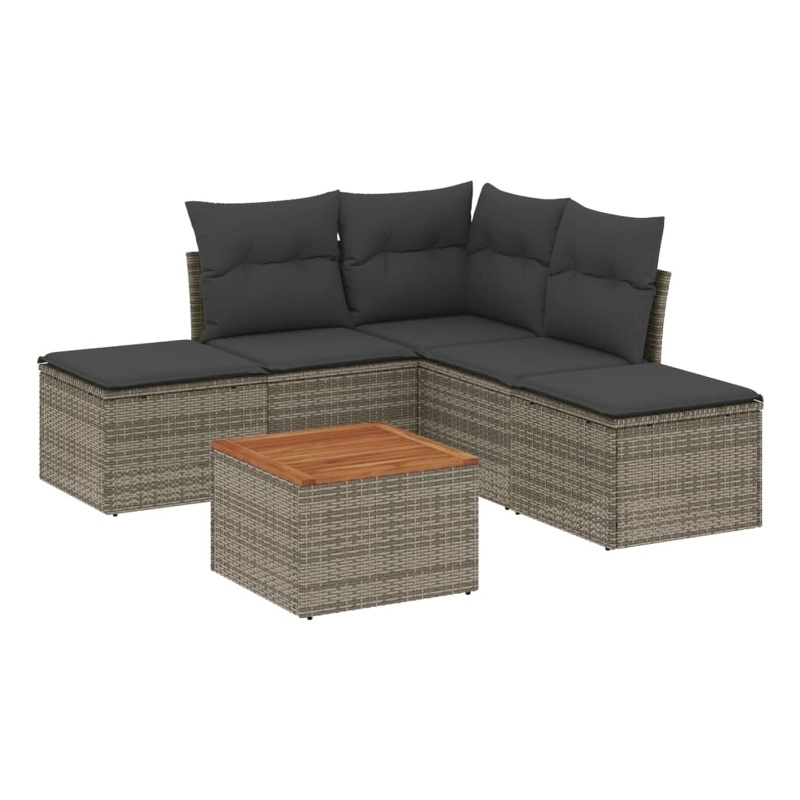 vidaXL Steel Small Sofa Set in Dark Gray/Brown