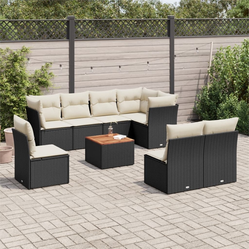 vidaXL 9 Piece Solid Acacia Wood Patio Sofa Set