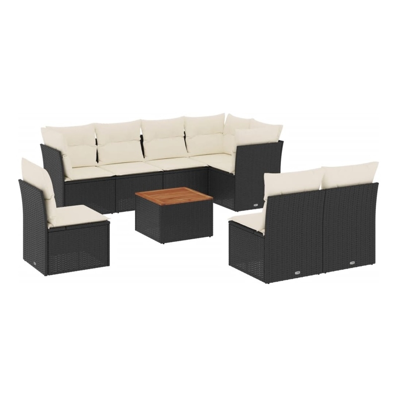vidaXL 9 Piece Solid Acacia Wood Patio Sofa Set