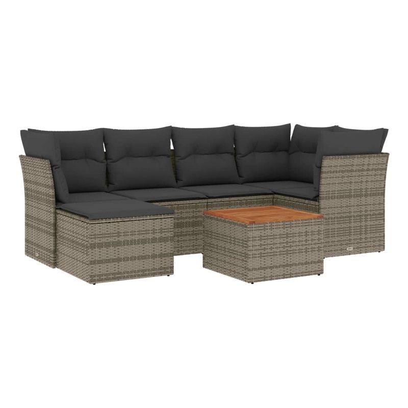 vidaXL 7 Piece Solid Acacia Wood Sofa Set in Gray
