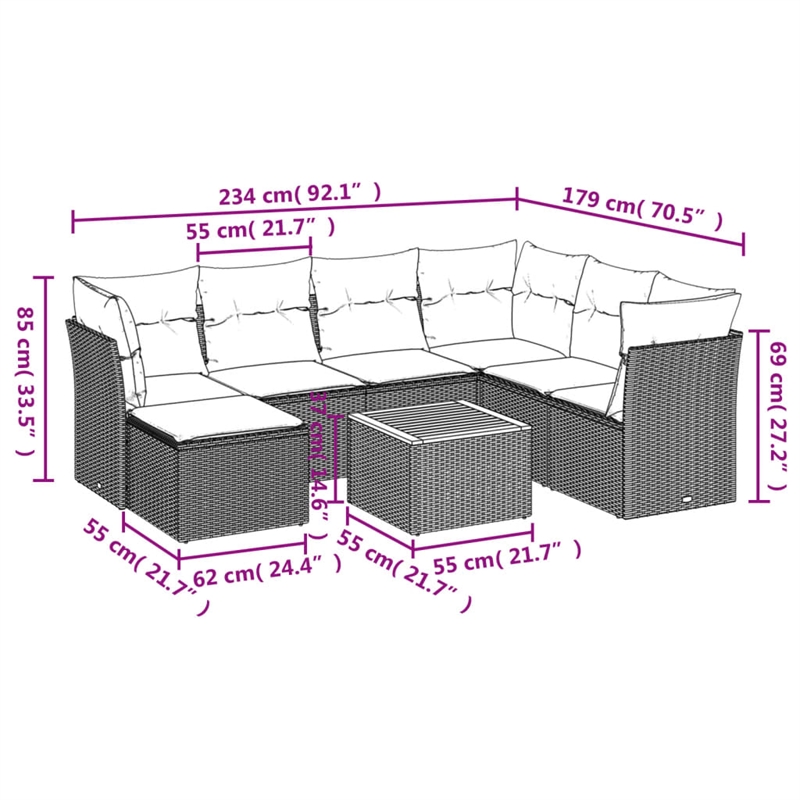 vidaXL 8 Piece Solid Acacia Wood Sofa Set in Beige
