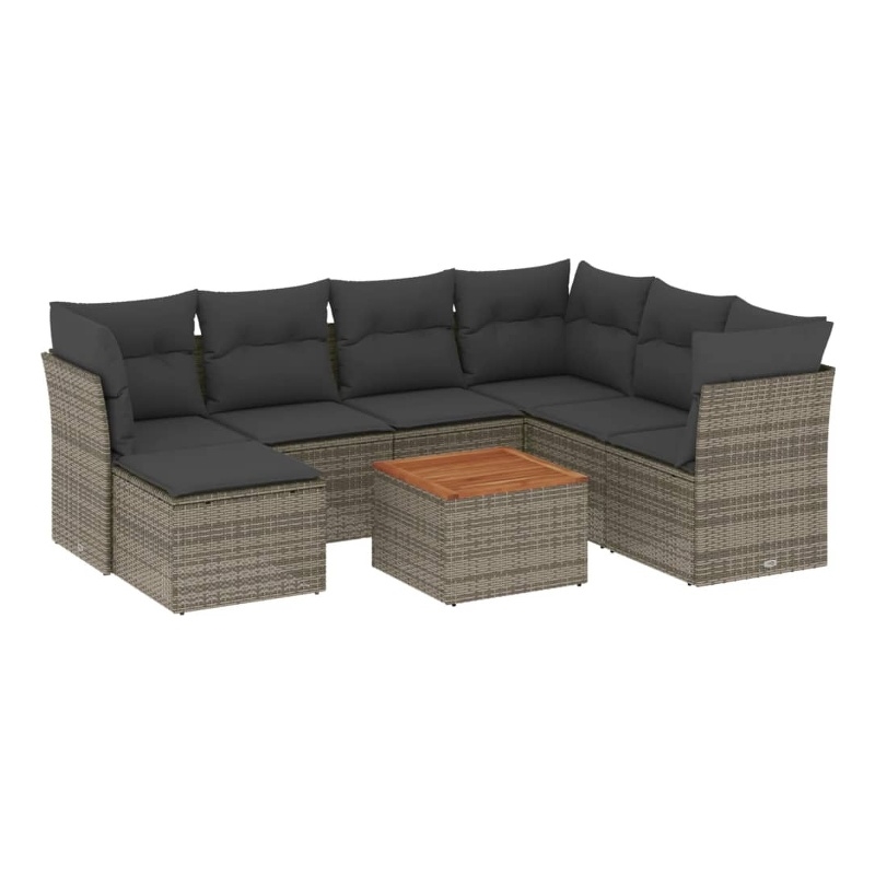 vidaXL 8 Piece Solid Acacia Wood Sofa Set in Gray