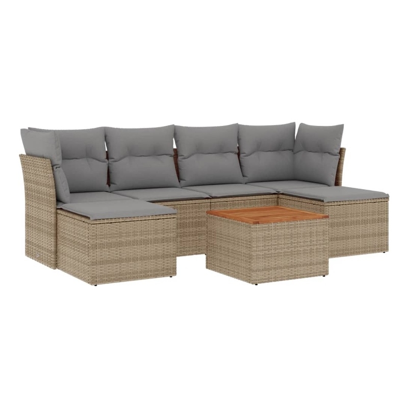 vidaXL 7 Piece Steel Sofa Set in Gray/Beige