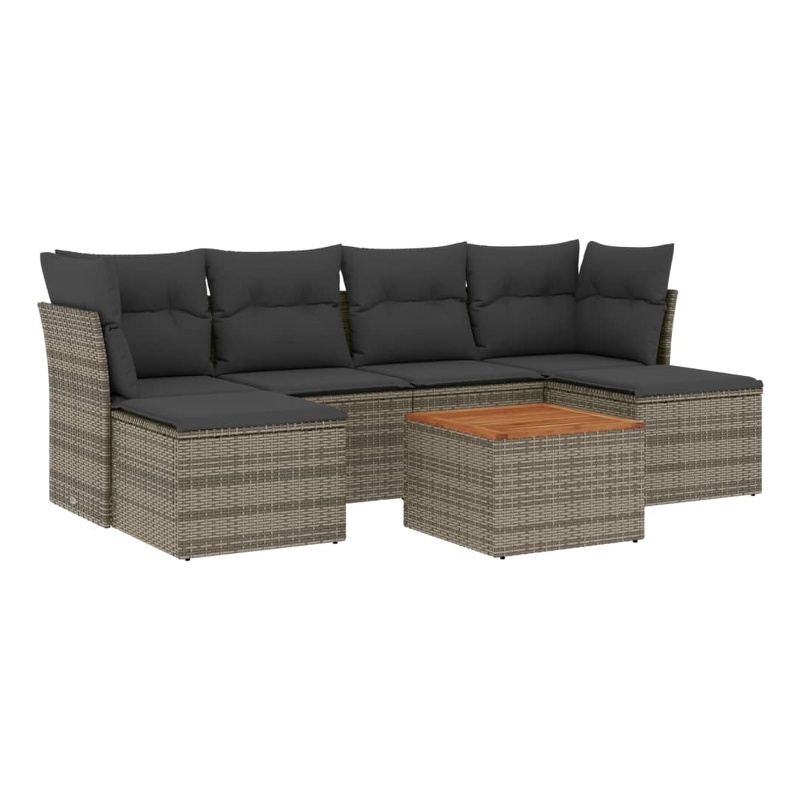vidaXL 7 Piece Solid Acacia Wood Medium Sofa Set in Gray