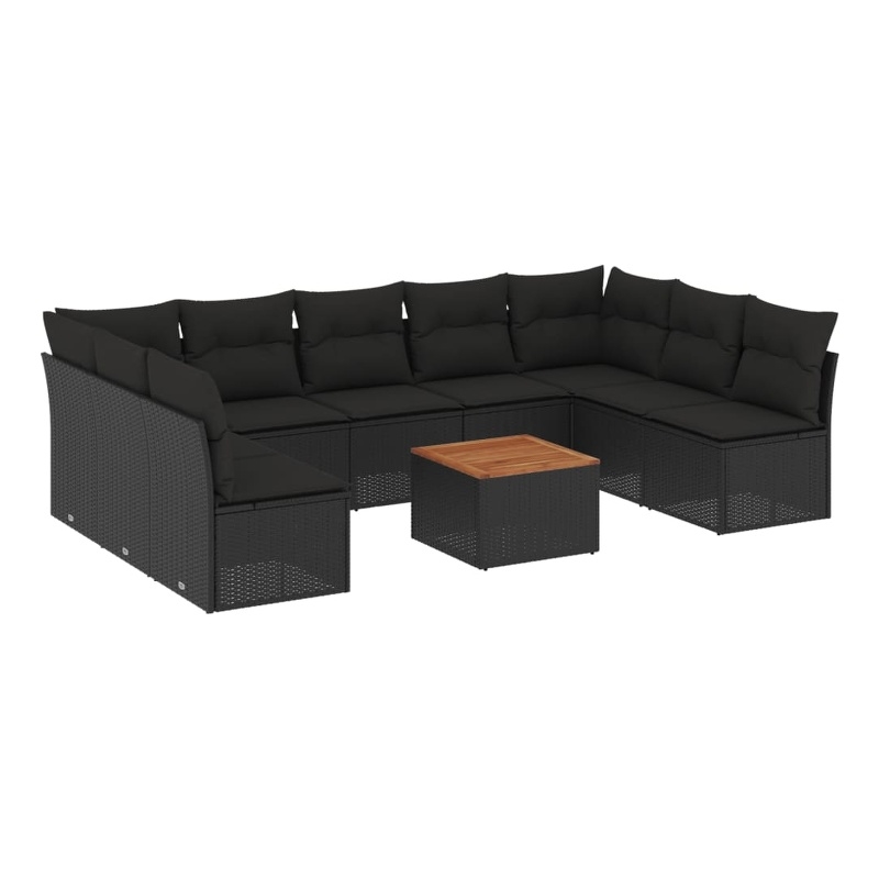 vidaXL Solid Acacia Wood Sofa Set in Black