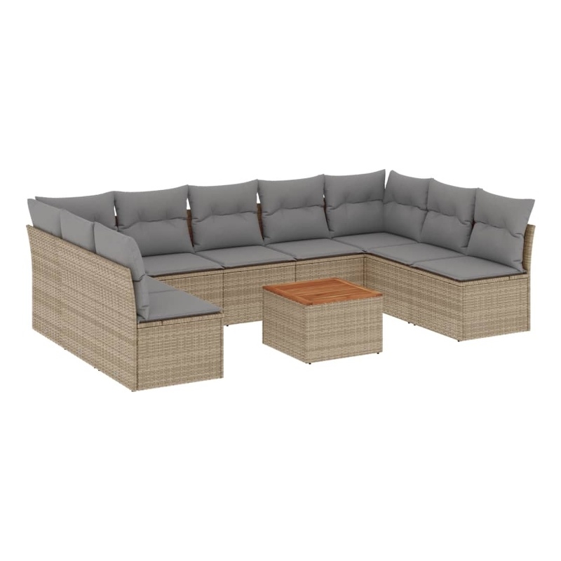 vidaXL 10 Piece Steel Sofa Set in Gray/Brown/Beige