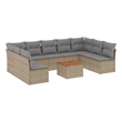vidaXL 10 Piece Steel Sofa Set in Gray/Brown/Beige
