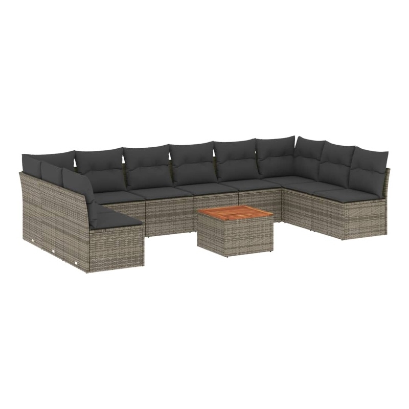 vidaXL 11 Piece Solid Acacia Wood Sofa Set in Gray