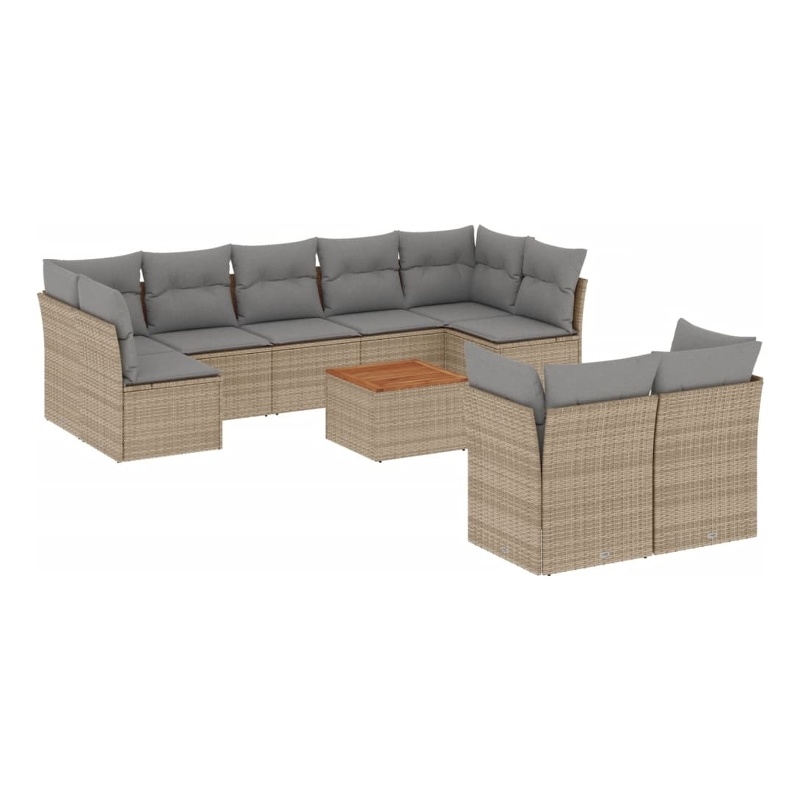 vidaXL 10 Piece Sofa Set in Gray/Brown/Beige