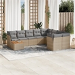 vidaXL 10 Piece Solid Acacia Wood Large Sofa Set in Beige