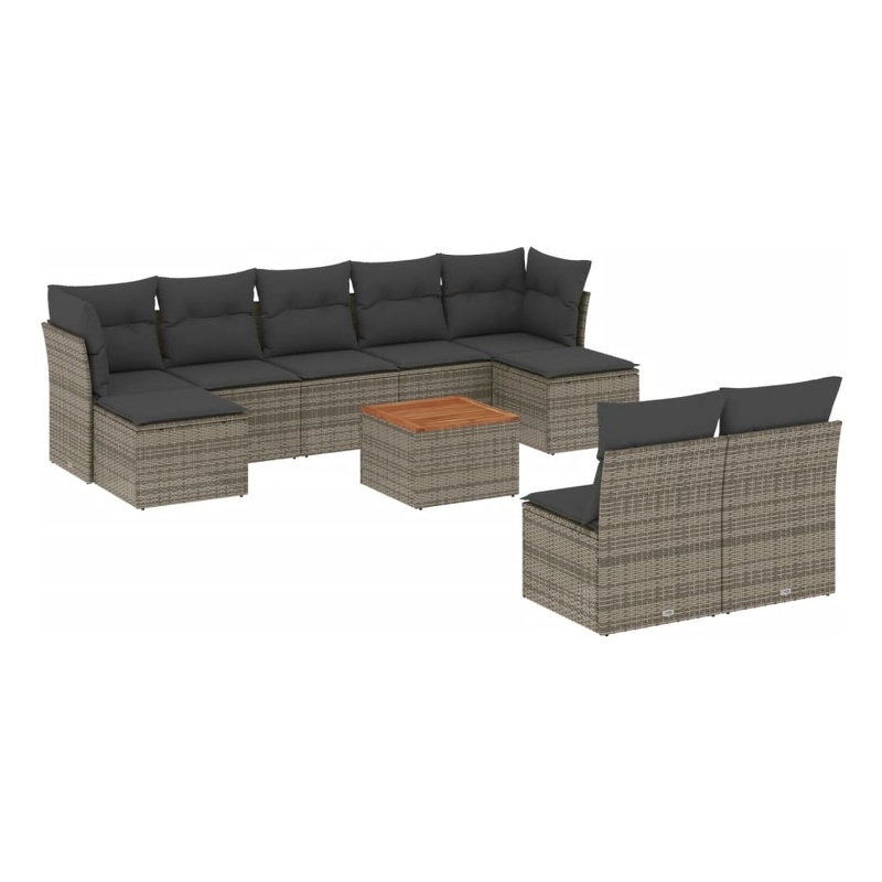 vidaXL 10 Piece Solid Acacia Wood Sofa Set in Gray