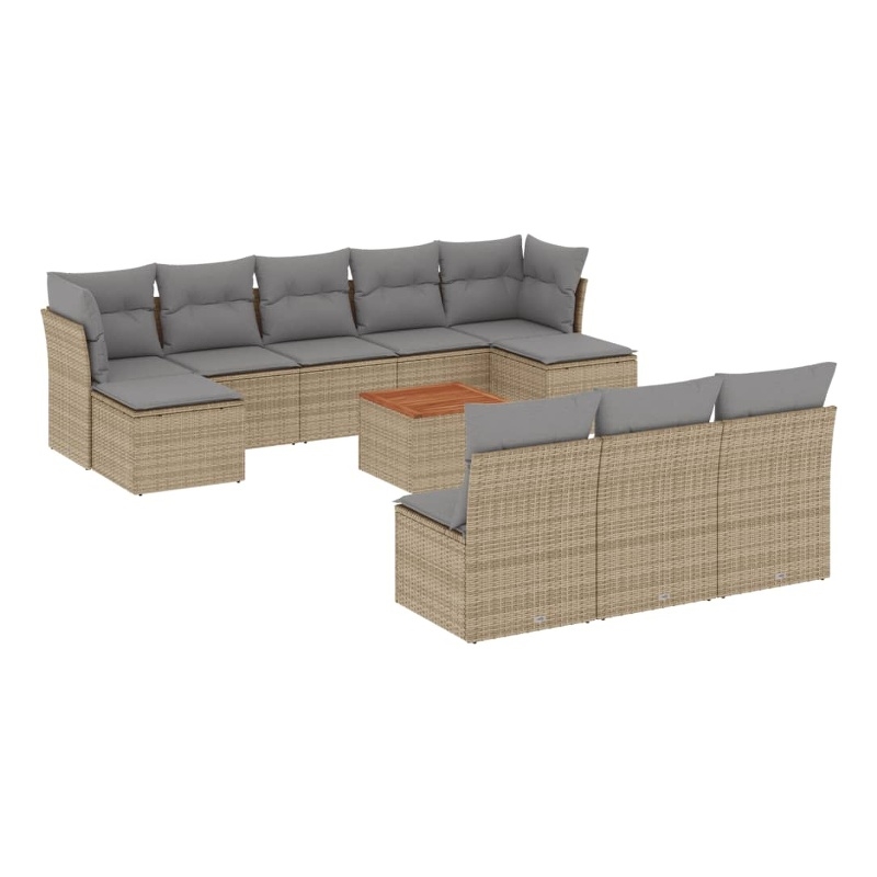 vidaXL Solid Acacia Wood Sofa Set in Brown/Beige