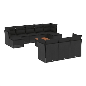 vidaXL 11 Piece Poly Rattan Sofa Set in Black/Brown