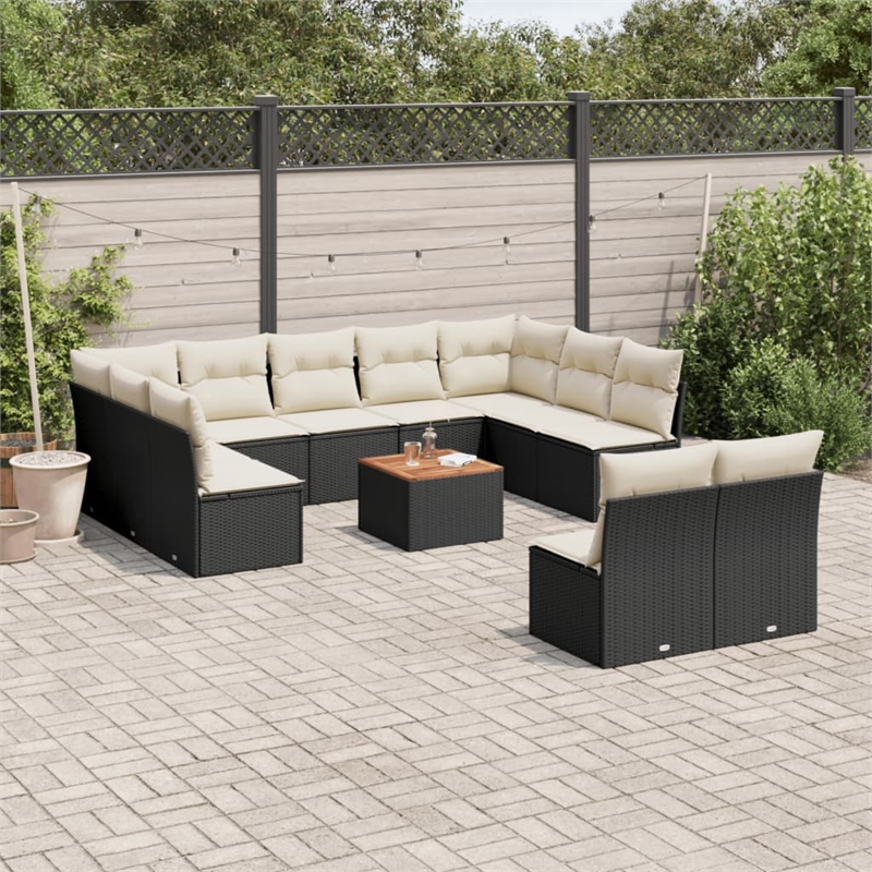 vidaXL 12 Piece Sofa Set in Black/Cream