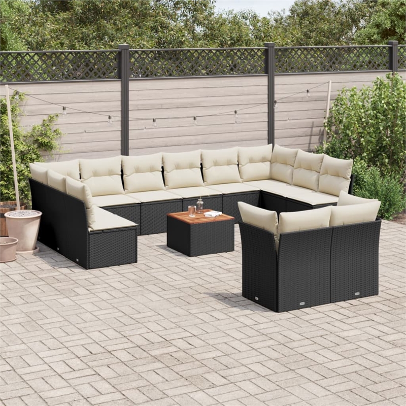 vidaXL Steel Large Sofa Set in Black/White/Brown/Cream