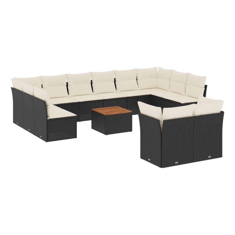 vidaXL Steel Large Sofa Set in Black/White/Brown/Cream