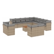 vidaXL Solid Acacia Wood Large Sofa Set in Gray/Beige