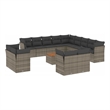 vidaXL 14 Piece Solid Acacia Wood Sofa Set in Gray