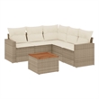 vidaXL 6 Piece Solid Acacia Wood Sofa Set in Beige