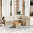 vidaXL 7 Piece Solid Acacia Wood Sofa Set in Beige