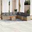 vidaXL 10 Piece Solid Acacia Wood Large Sofa Set in Beige