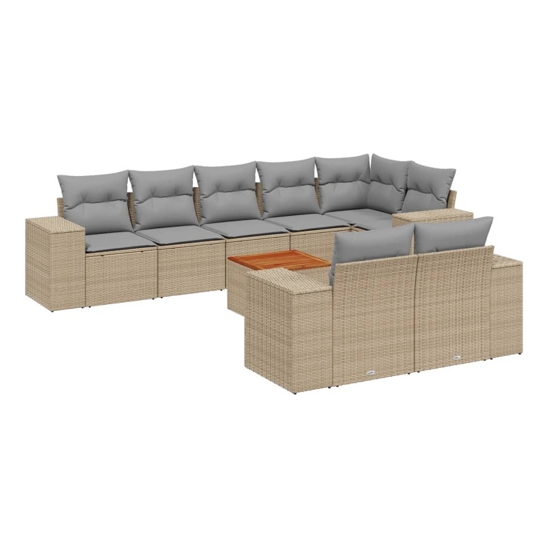 vidaXL 9 Piece Steel Sofa Set in Gray/Beige