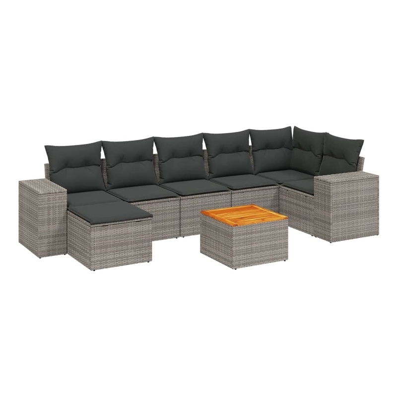 vidaXL 8 Piece Solid Acacia Wood Small Sofa Set in Gray