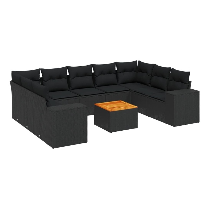 vidaXL 10 Piece Steel Sofa Set in Black