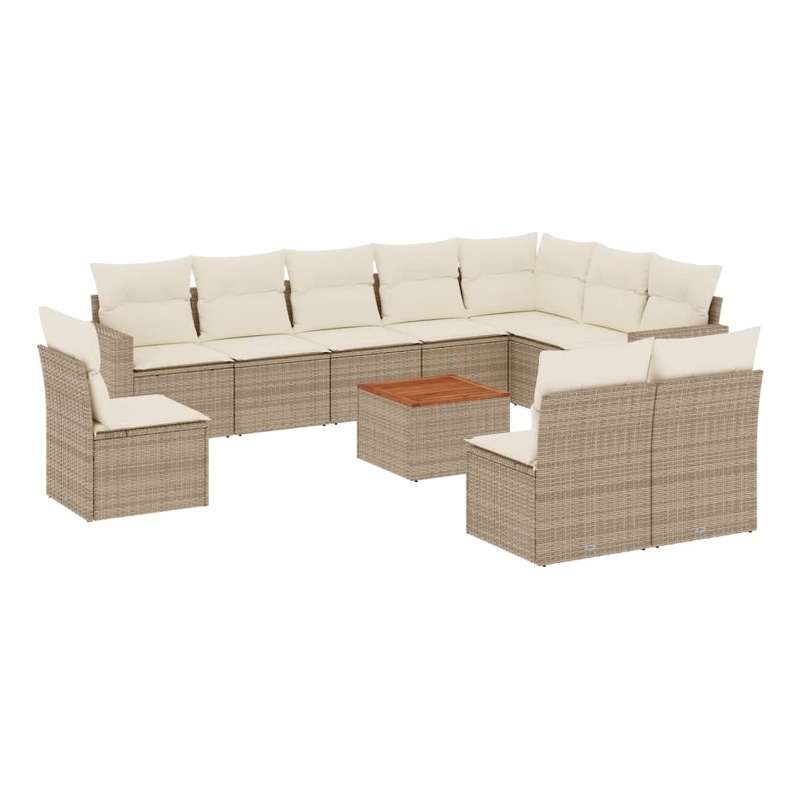 vidaXL 11 Piece Steel Sofa Set in Brown/Beige