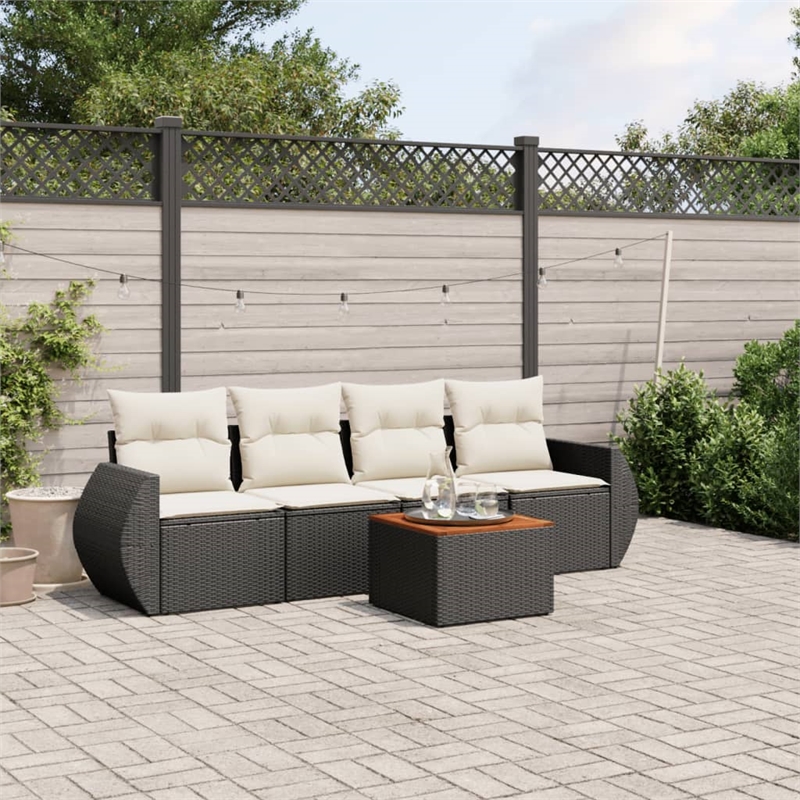 vidaXL 5 Piece Steel Medium Sofa Set in Black
