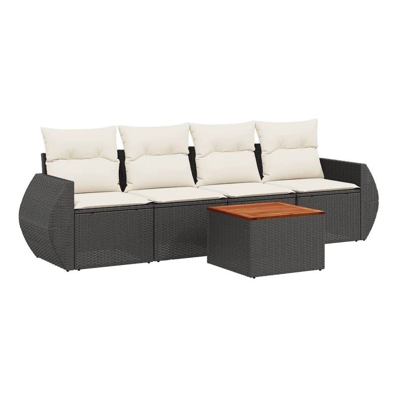 vidaXL 5 Piece Steel Medium Sofa Set in Black