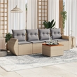 vidaXL 5 Piece Solid Acacia Wood Sofa Set in Beige