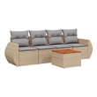 vidaXL 5 Piece Solid Acacia Wood Sofa Set in Beige