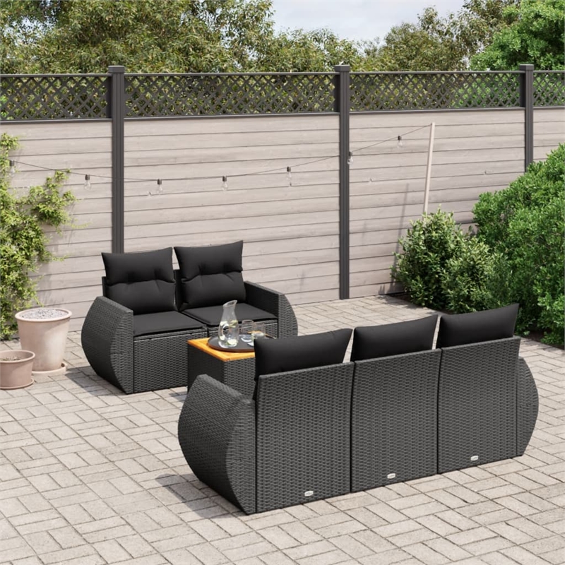 vidaXL 6 Piece Sofa Set in Black