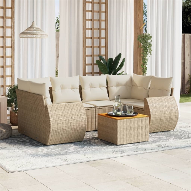 vidaXL 7 Piece Steel Sofa Set in White/Cream/Beige