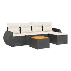 vidaXL 6 Piece Steel Sofa Set in Black/White/Cream