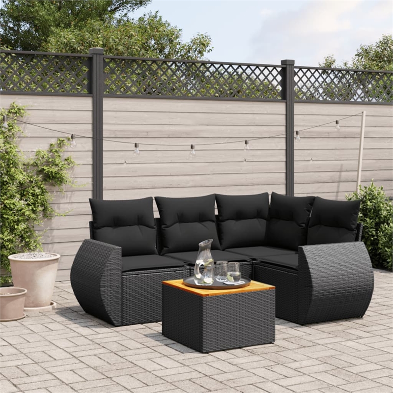 vidaXL 5 Piece Steel Sofa Set in Black