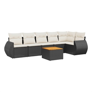vidaXL 7 Piece Poly Rattan Sofa Set in Black
