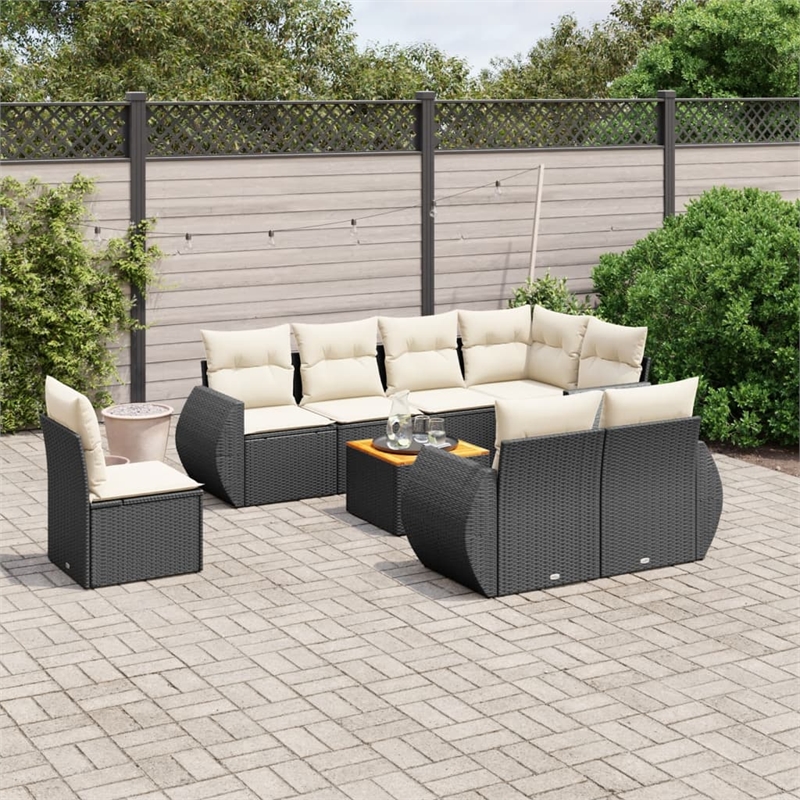 vidaXL 9 Piece Steel Sofa Set in Black