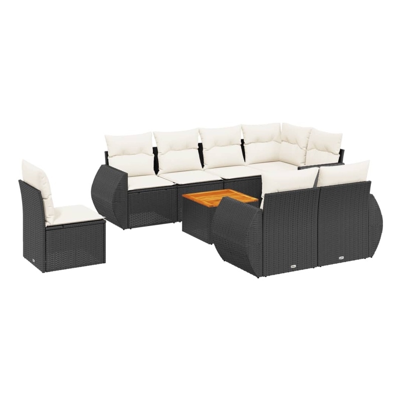vidaXL 9 Piece Steel Sofa Set in Black