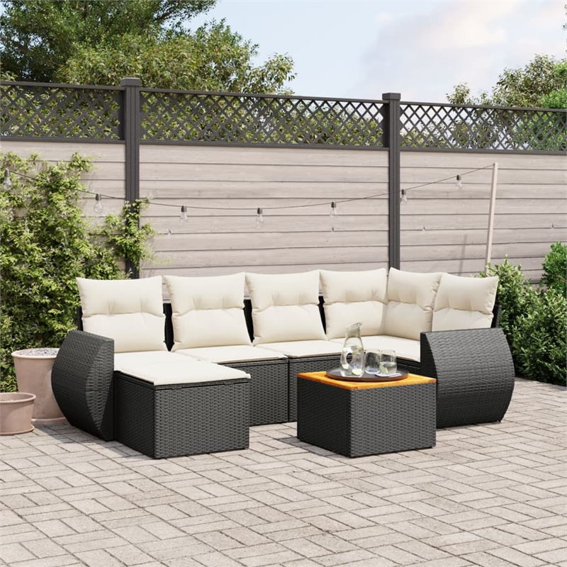 vidaXL 7 Piece Steel Sofa Set in Black
