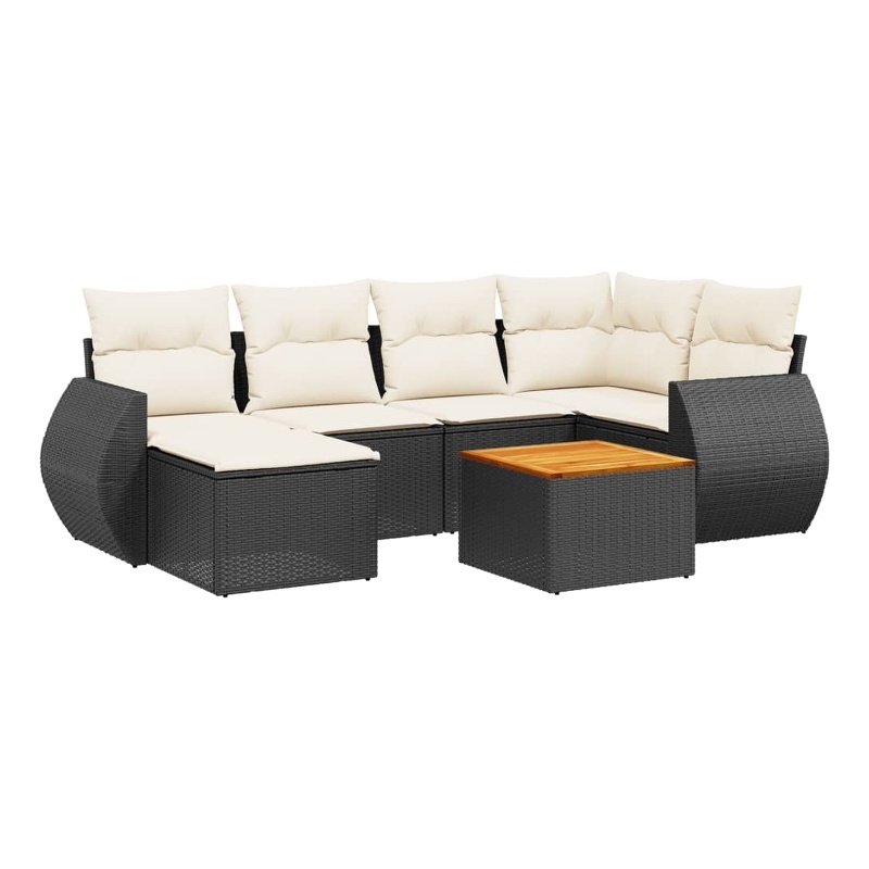 vidaXL 7 Piece Steel Sofa Set in Black