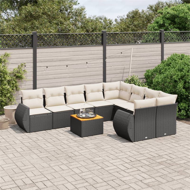 vidaXL 10 Piece Steel Sofa Set in Black