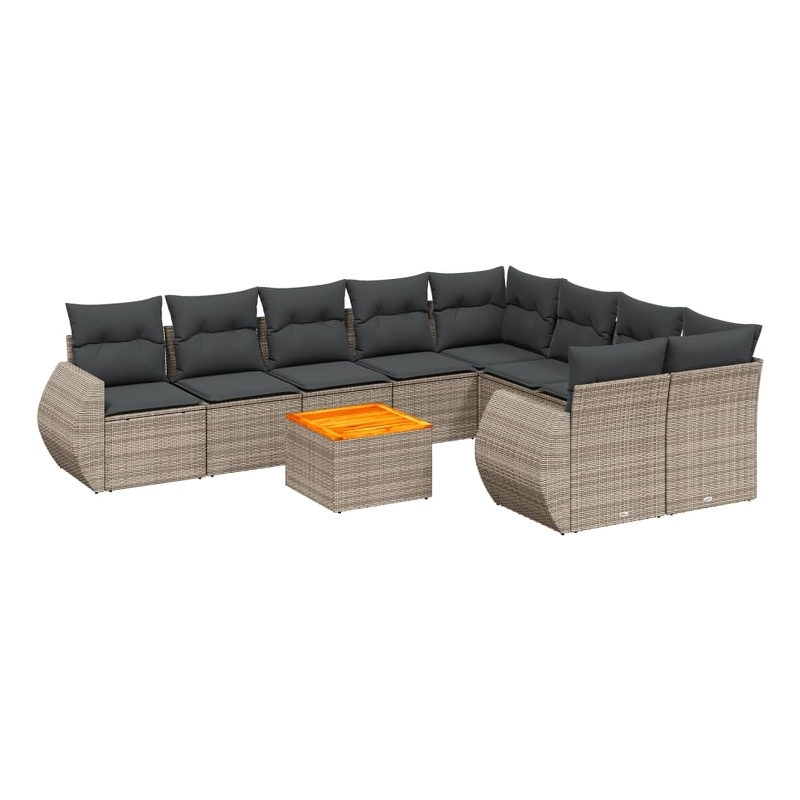 vidaXL 10 Piece Solid Acacia Wood Sofa Set in Gray