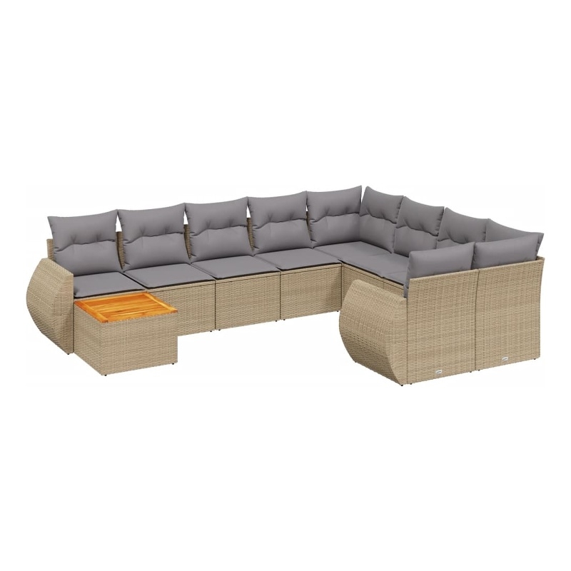 vidaXL 10 Piece Steel Sofa Set in Gray/Beige