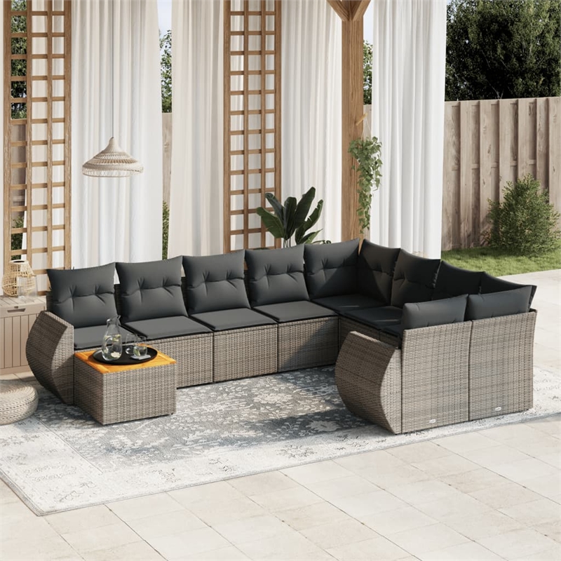 vidaXL Poly Rattan Small Sofa Set in Gray