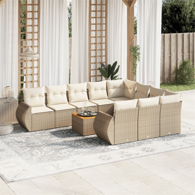 vidaXL 11 Piece Steel Sofa Set in Cream/Beige