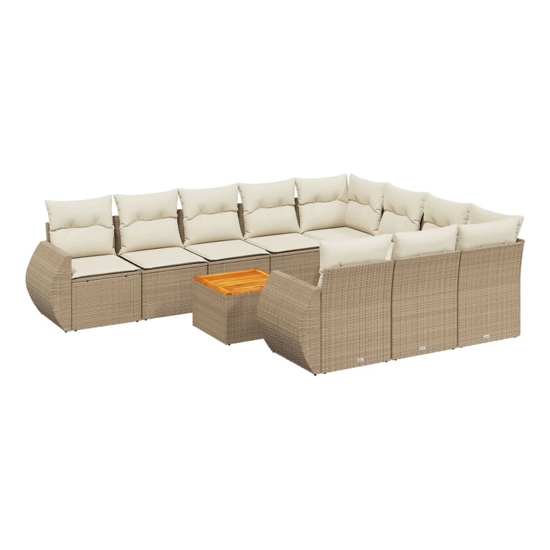 vidaXL 11 Piece Steel Sofa Set in Cream/Beige