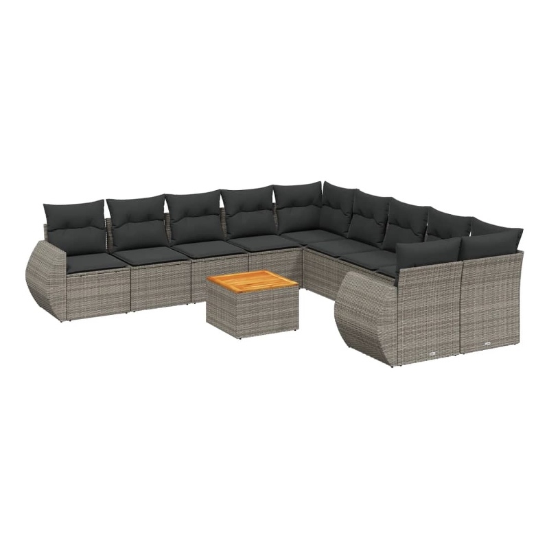 vidaXL 11 Piece Solid Acacia Wood Sofa Set in Gray