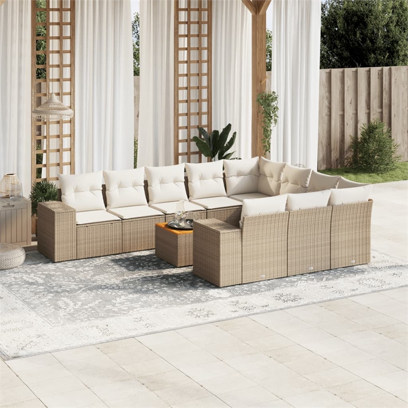 vidaXL 11 Piece Steel Sofa Set in Beige